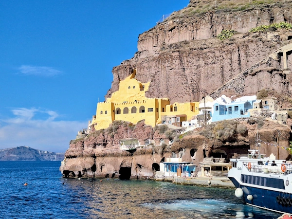 Santorini, view from Fira Old Harbor (also called Skala or Gialos) - the view you get if your santorini shore excursion starts there